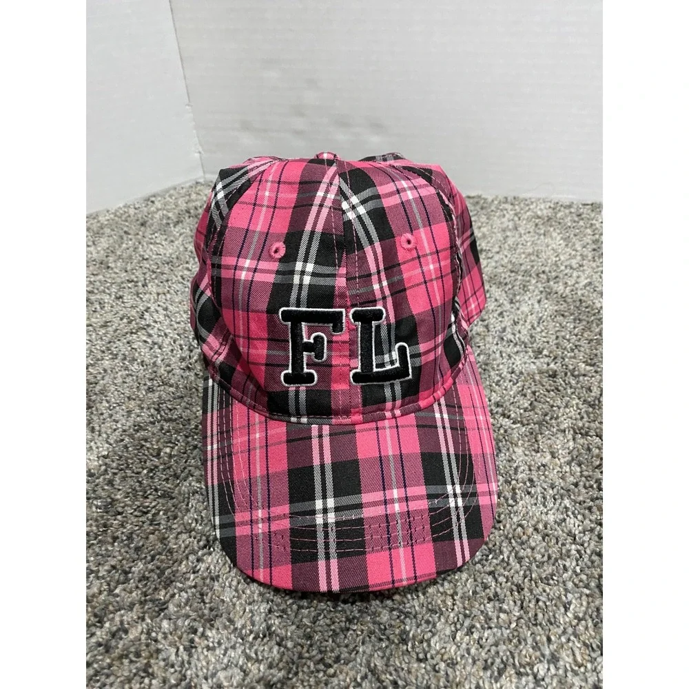 Baseball Cap Lucky 7 Accessories Womens Pink Excellent Plaid South Beach OSFM
